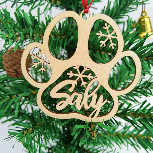 Personalized Wooden Christmas Bauble Gift Tags with Custom Dog Ornament