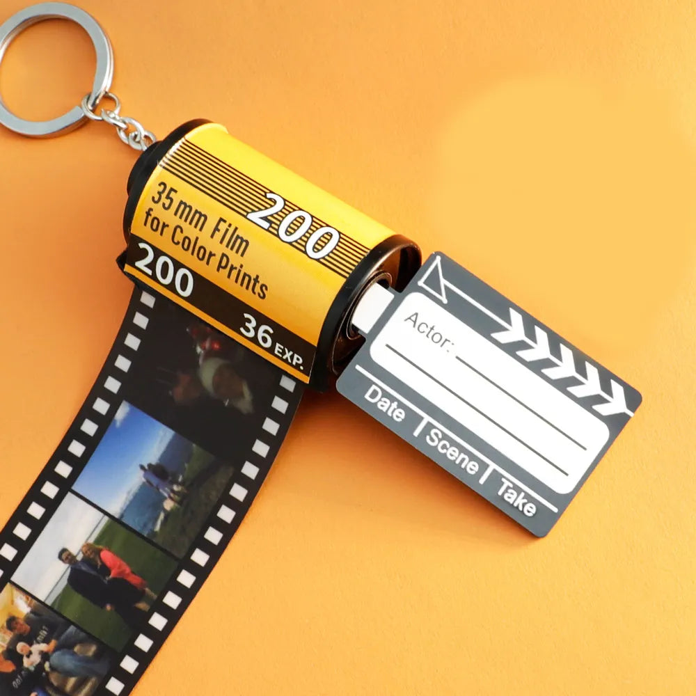 Personalized Roll Film Keychain with Customized Photo Album Keyring - Unique Memory Gift