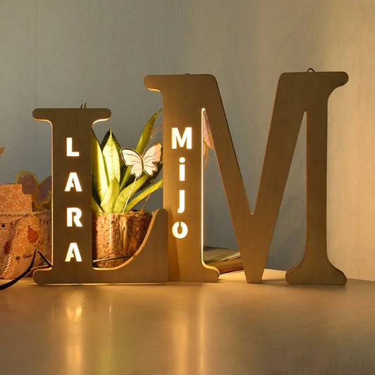 Personalized Wood Wall Lamp with Name