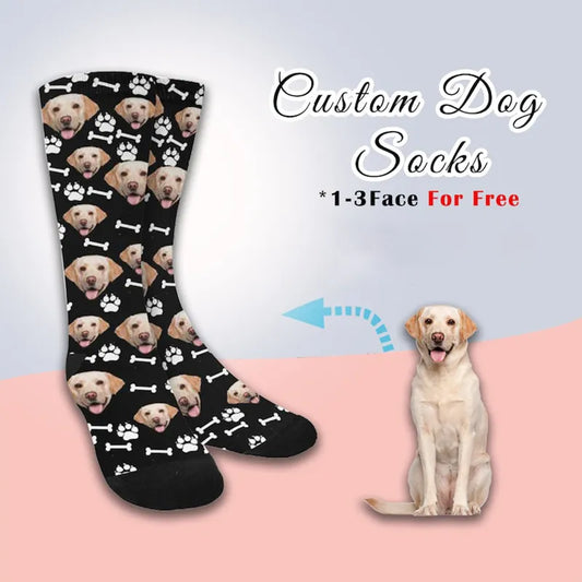 Personalized Custom Socks with Funny Dog Print and Your Own Face Photo