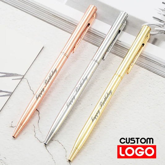 Personalized Rose Gold Metal Ballpoint Pen for School and Office Use