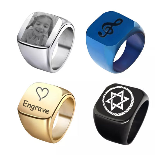 Personalized Stainless Steel Handwritten Rings