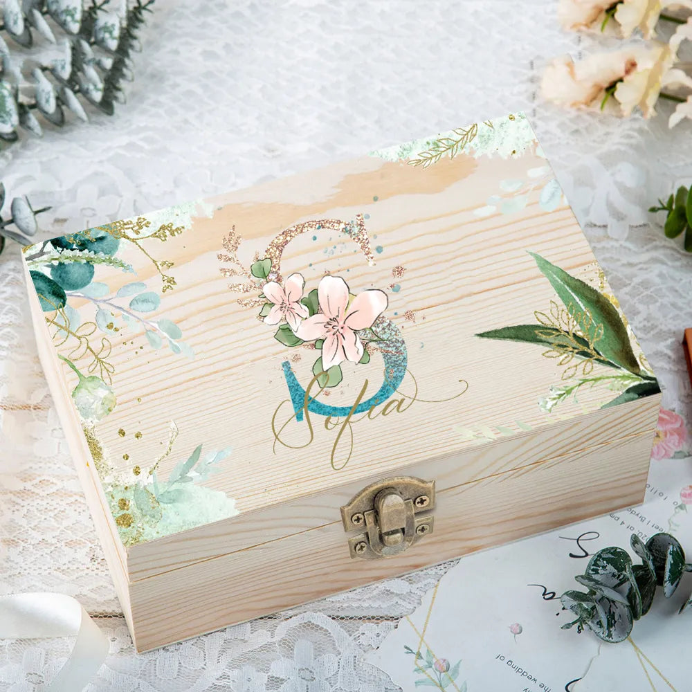 Personalized Floral Wooden Keepsake Box for Bridesmaids - Perfect Gift for Wedding Proposals and Jewelry Storage