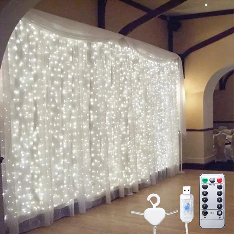 Versatile 3m LED Curtain String Lights for Festive Home Decorations