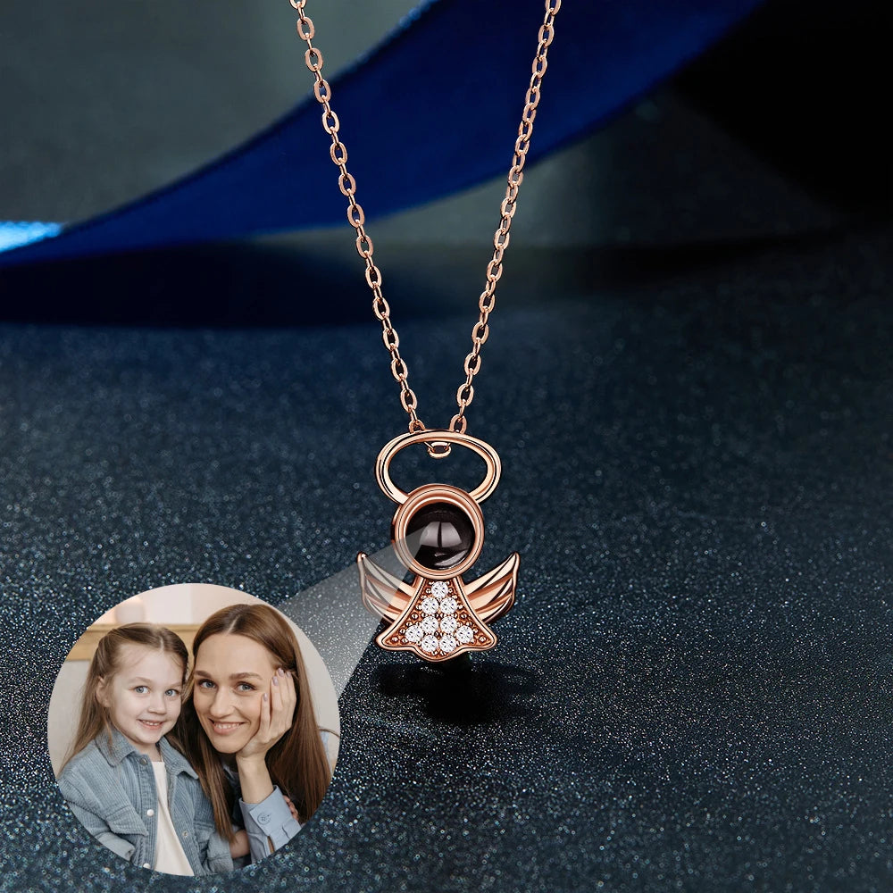 Personalized Little Angel Projection Necklace - Keep Your Memories Close with Custom Photo Pendant Jewelry