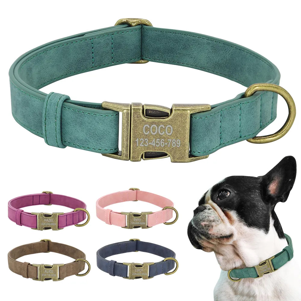 Personalized Leather Dog ID Collar