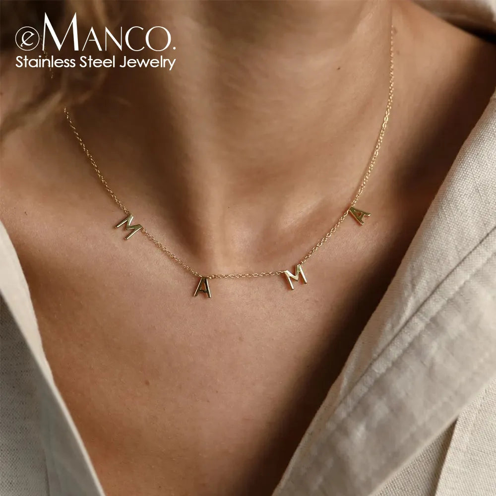 Personalized Stainless Steel MAMA Name Necklace by eManco - Custom Choker Pendant Gift