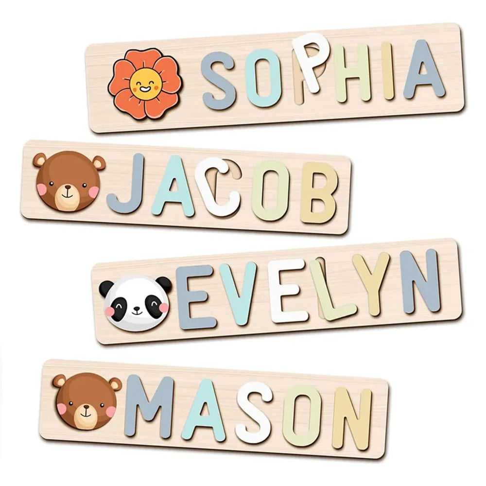 Personalized Wooden Butterfly Dinosaur Name Puzzle