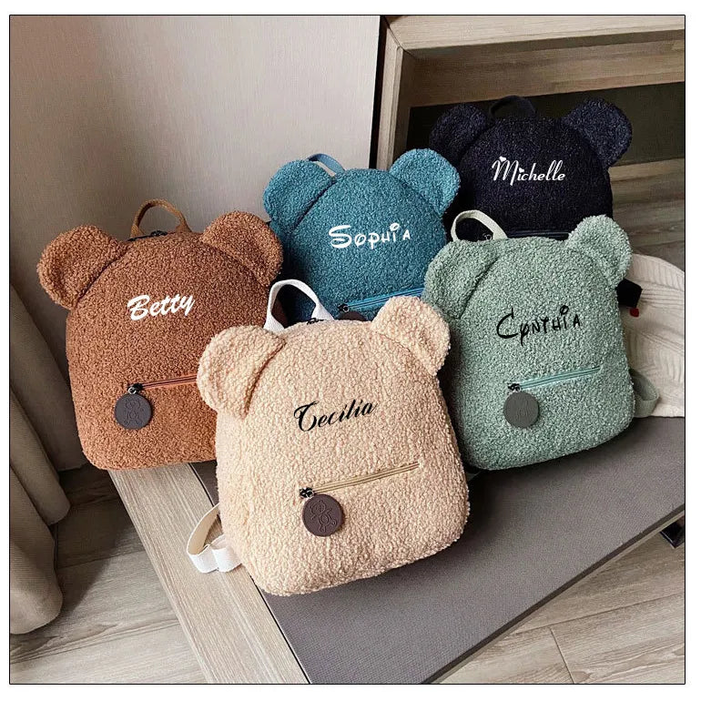 Personalized Plush Bear Backpack for Girls