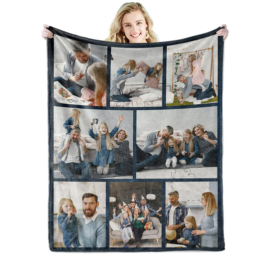 Personalized Photo Collage Blanket - Customized Throw Blanket for Birthday Gifts