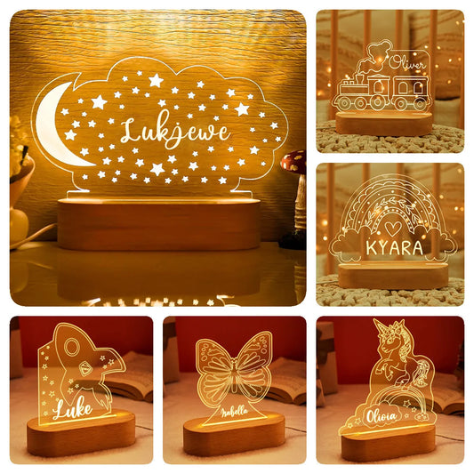 Personalized USB Night Light for Kids with Customized Name Engraving