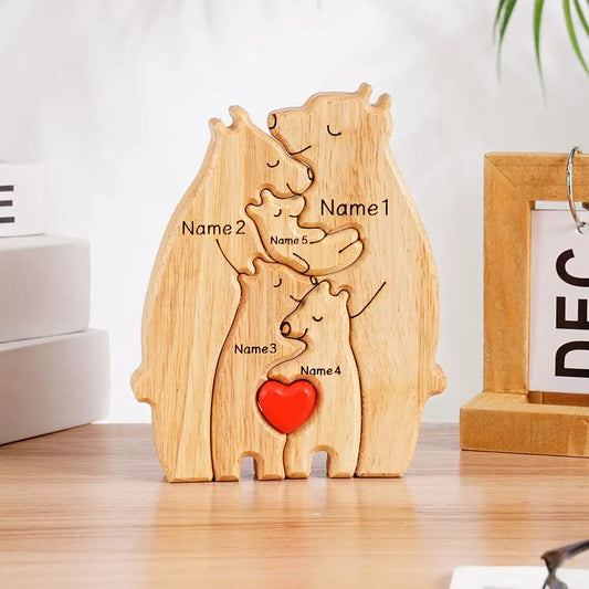 Personalized Wooden Bear Family Art Puzzle